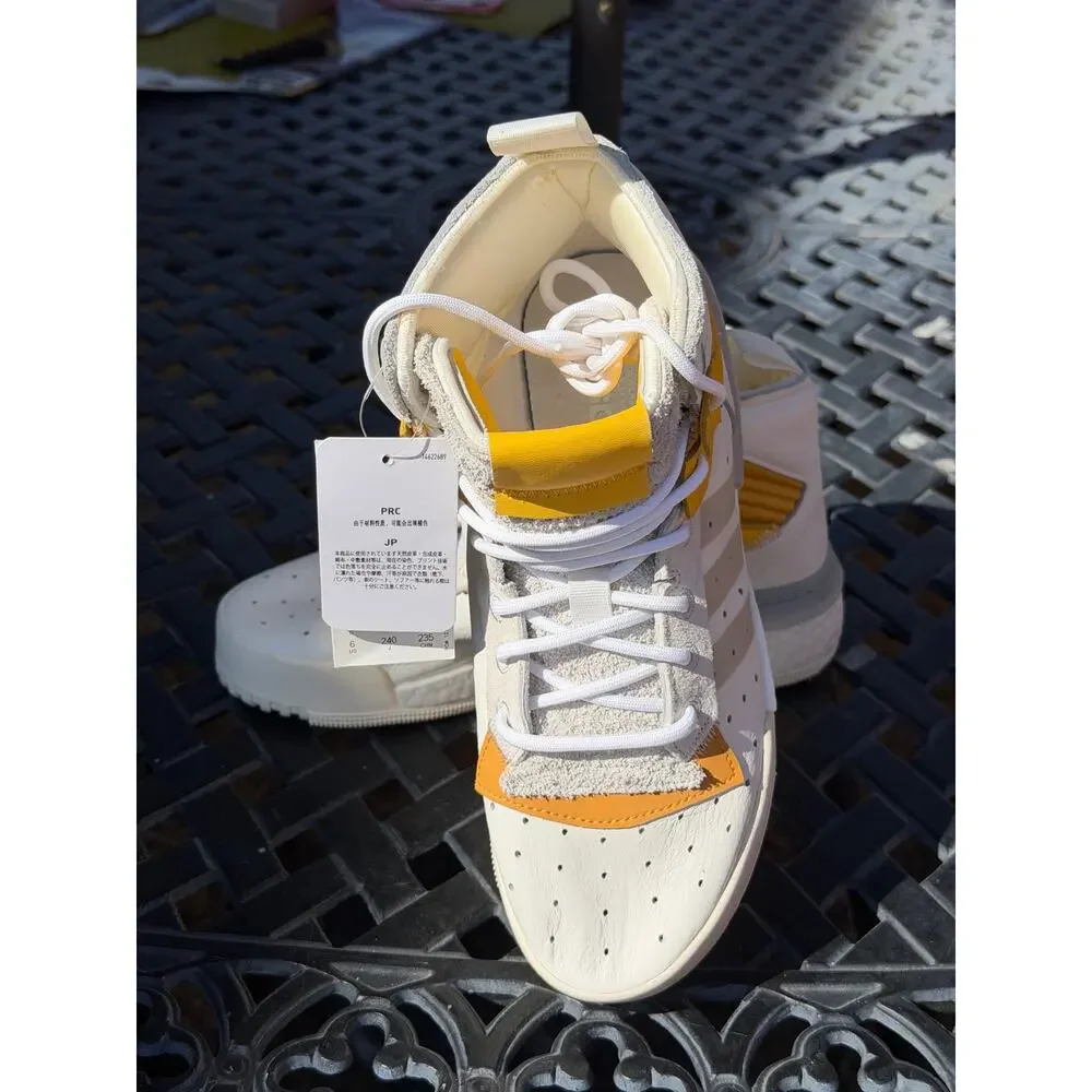 adidas Men Rivalry Rm High Top White Mustard Yellow Basketball F34144 Size 6 NWT